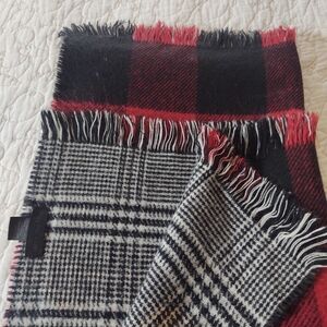 Steve Madden Black and Red Plaid Scarf